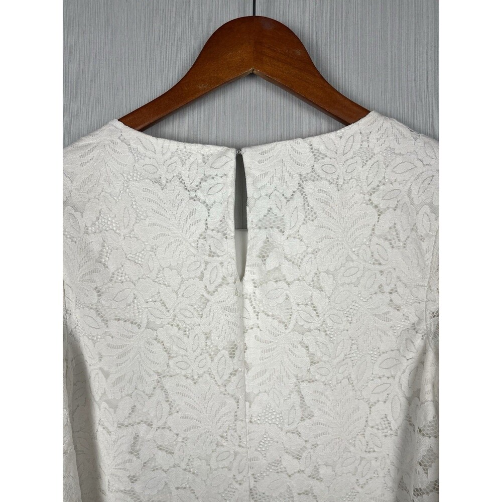 Banana Republic Lace Blouse Women S White Bell Sleeve Fully Lined Romantic - Picture 8 of 10
